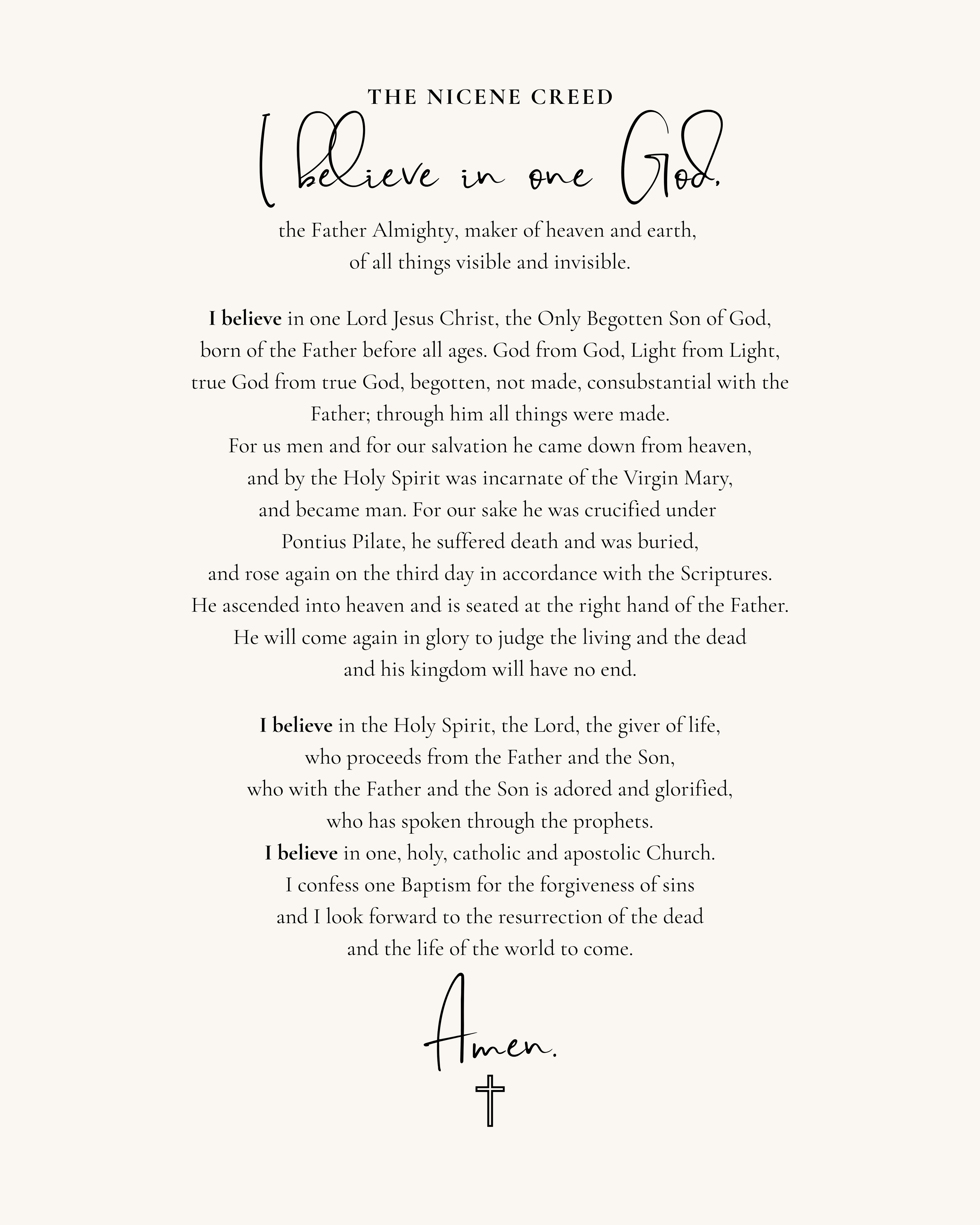 The Nicene Creed Poster – “I Believe in One God” Catholic Wall Art (Museum-Quality Print)